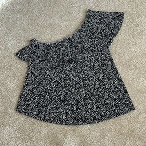 Med navy and white off one shoulder top, new with tags